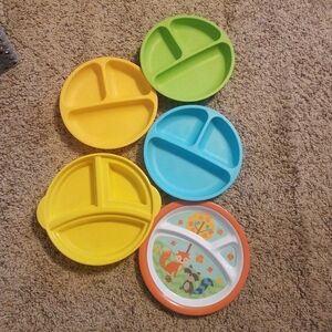 Colorful Divided Kids Plates Set